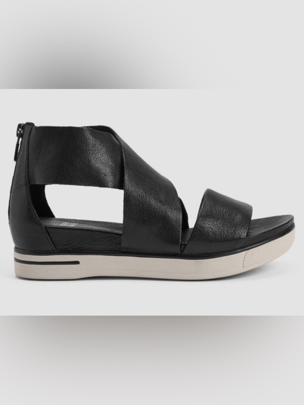 Eileen Fisher Sport Tumbled Leather Sneaker Sandal 6.5 Black